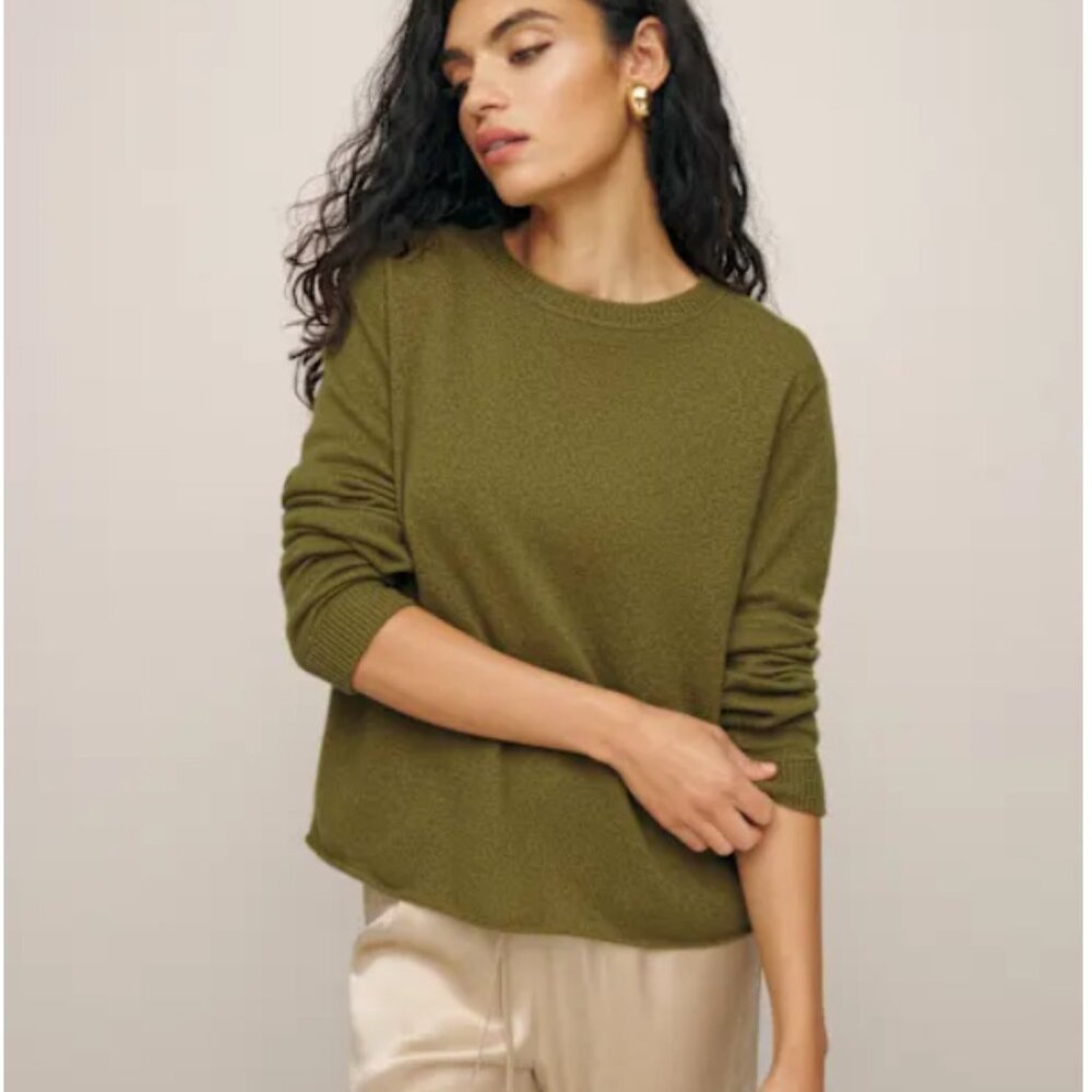 Reformation Cashmere Boyfriend Sweater Oliva - Size XS